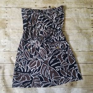 Cache Strapless dress black and brown size L